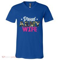 Proud Army Wife Camo Military Spouse Gift V-Neck T-Shirt