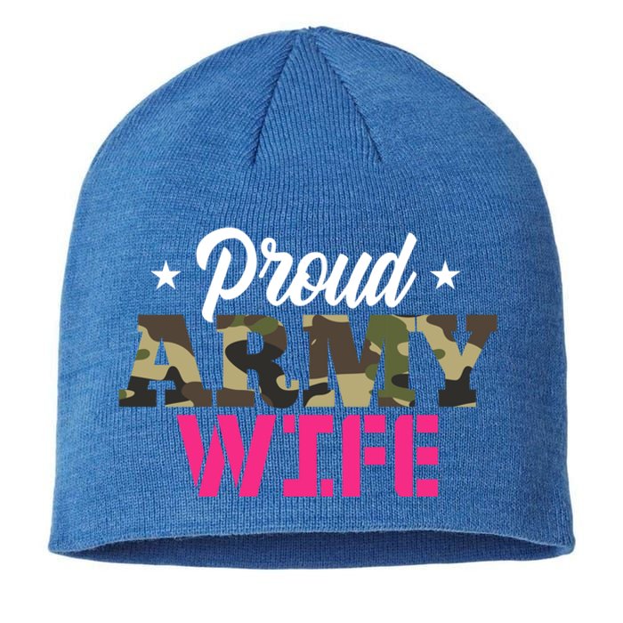 Proud Army Wife Camo Military Spouse Gift Sustainable Beanie