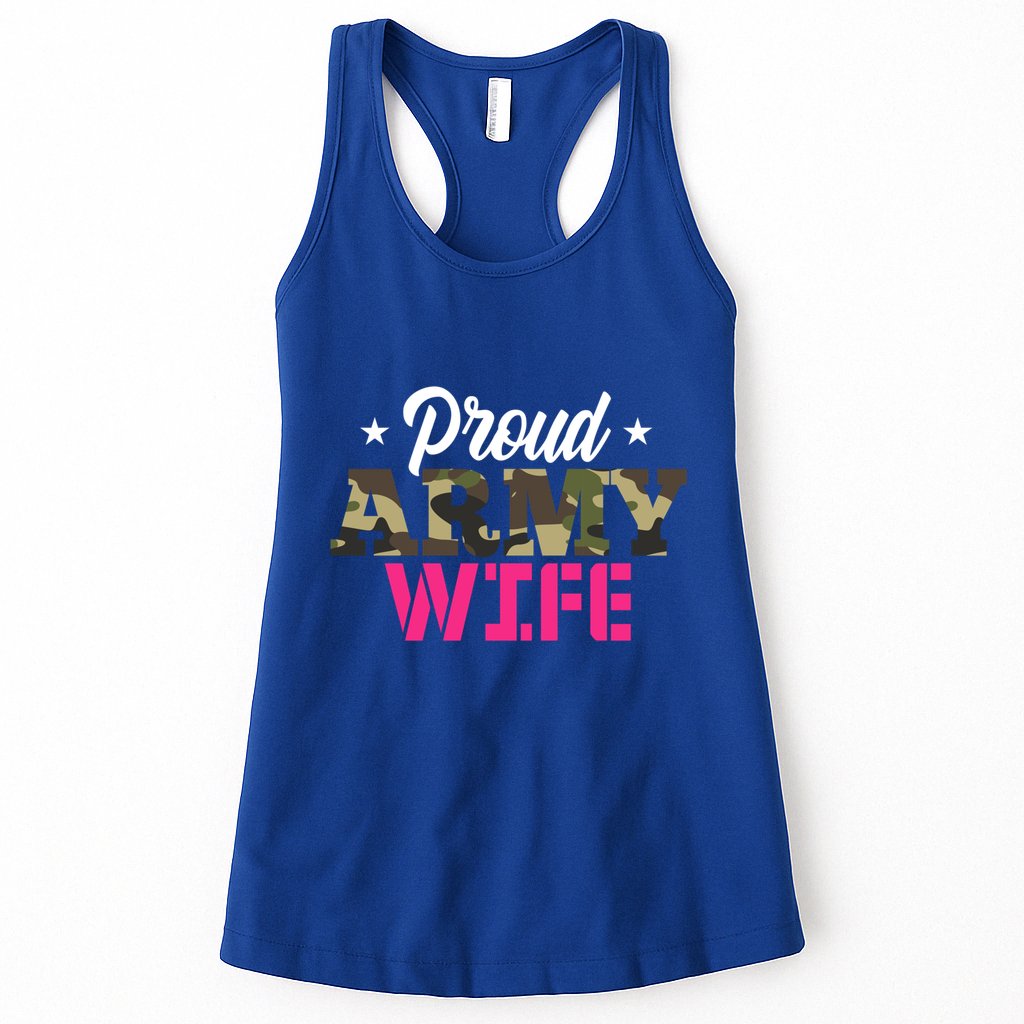 Proud Army Wife Camo Military Spouse Gift Womens Tank Top