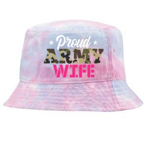 Proud Army Wife Camo Military Spouse Gift Tie-Dyed Bucket Hat