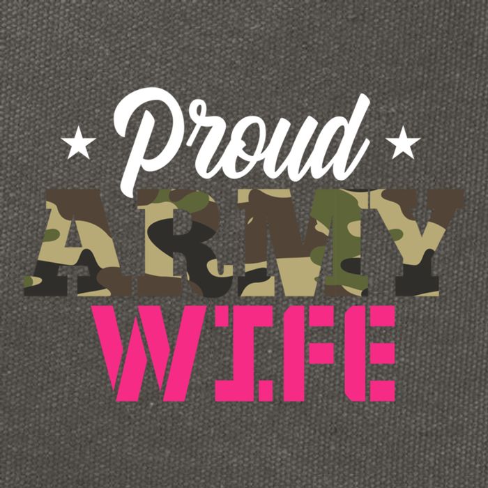 Proud Army Wife Camo Military Spouse Gift Cotton Canvas Backpack