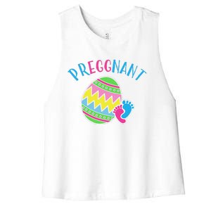 Pregnancy Announcements Women Easter Reveal Mom Women's Racerback Cropped Tank