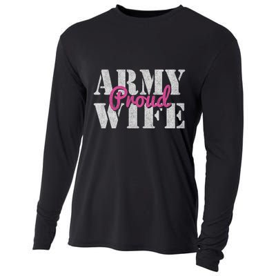 Proud Army Wife Great Gift Cooling Performance Long Sleeve Crew