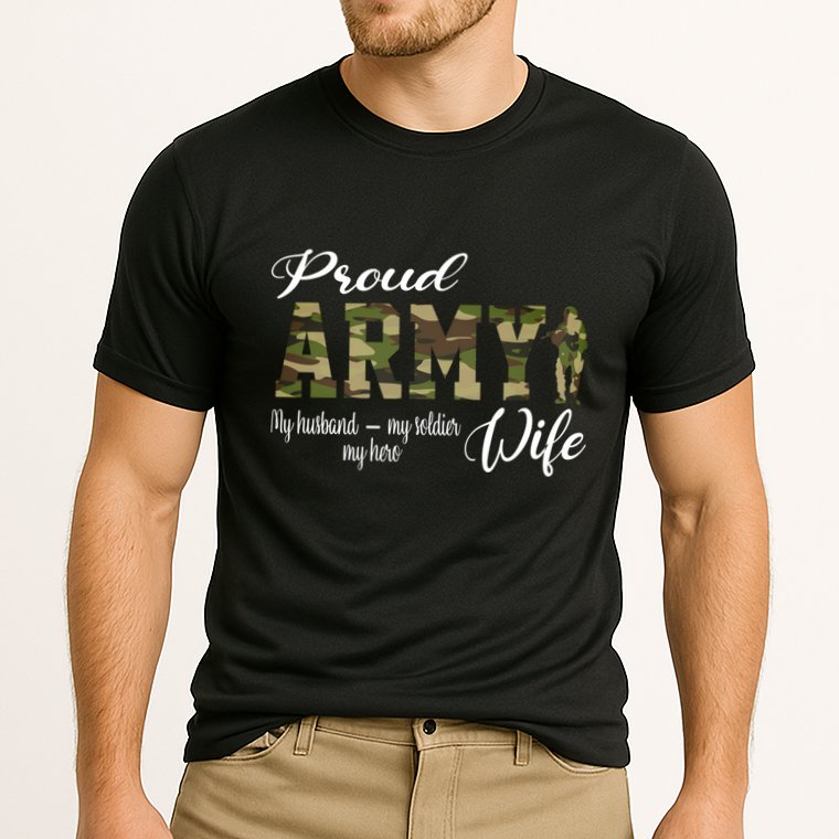 Proud Army Wife Husband Military Wife Of A Brave Us Soldier Gift Cooling Performance Crew T-Shirt