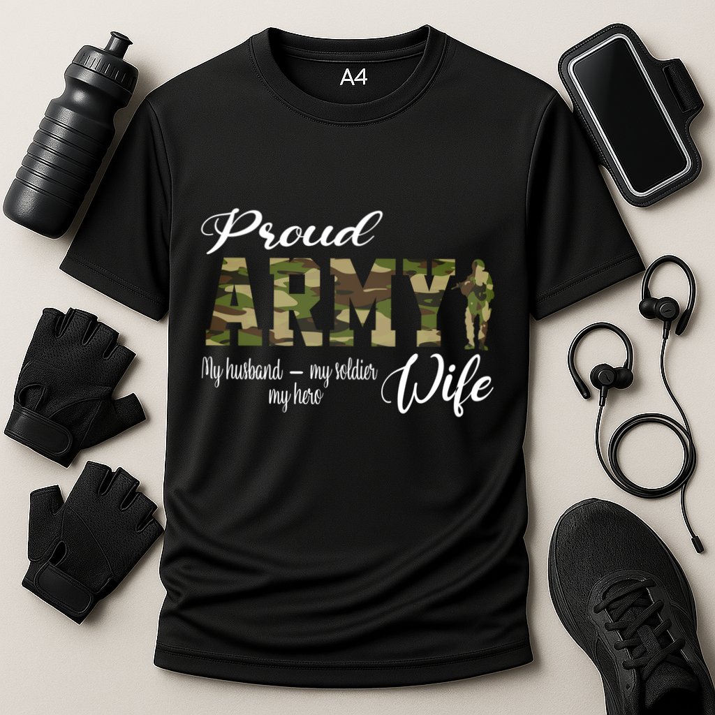 Proud Army Wife Husband Military Wife Of A Brave Us Soldier Gift Cooling Performance Crew T-Shirt