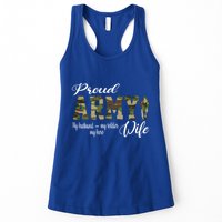 Proud Army Wife Husband Military Wife Of A Brave Us Soldier Gift Womens Tank Top