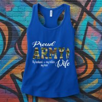 Proud Army Wife Husband Military Wife Of A Brave Us Soldier Gift Womens Tank Top
