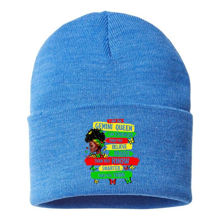 Proud Afro Woman Black Girl Zodiac Birthday Gemini Queen Sustainable Knit Beanie