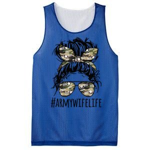 Proud Army Wife Great Gift Messy Bun Wife Messy Bun Mom Army Wife Gift Mesh Reversible Basketball Jersey Tank