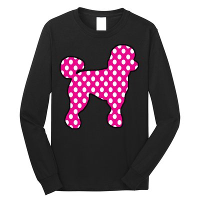 Pink And White Polka Dot Poodle For 50s Sock Hop Dance Long Sleeve Shirt