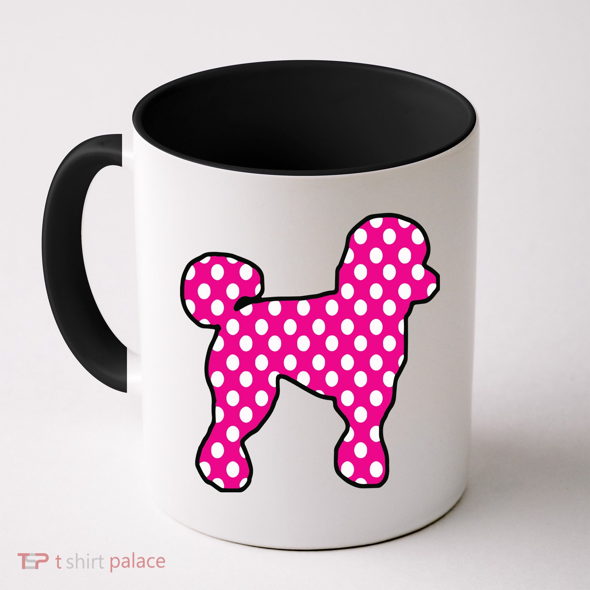 Pink And White Polka Dot Poodle For 50s Sock Hop Dance Mug