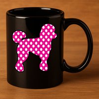 Pink And White Polka Dot Poodle For 50s Sock Hop Dance 11oz C Handle Ceramic Mug