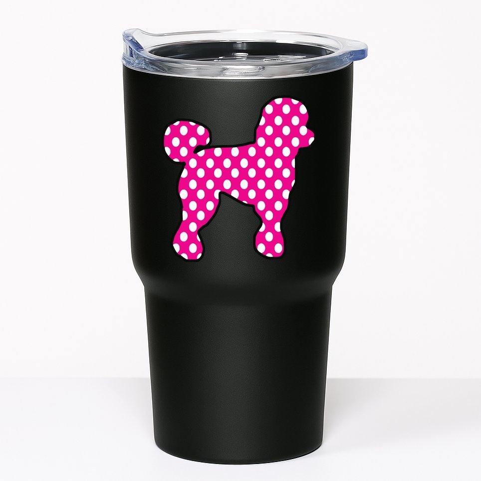 Pink And White Polka Dot Poodle For 50s Sock Hop Dance Tumbler