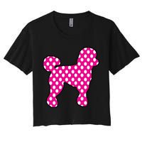Pink And White Polka Dot Poodle For 50s Sock Hop Dance Women's Crop Top Tee