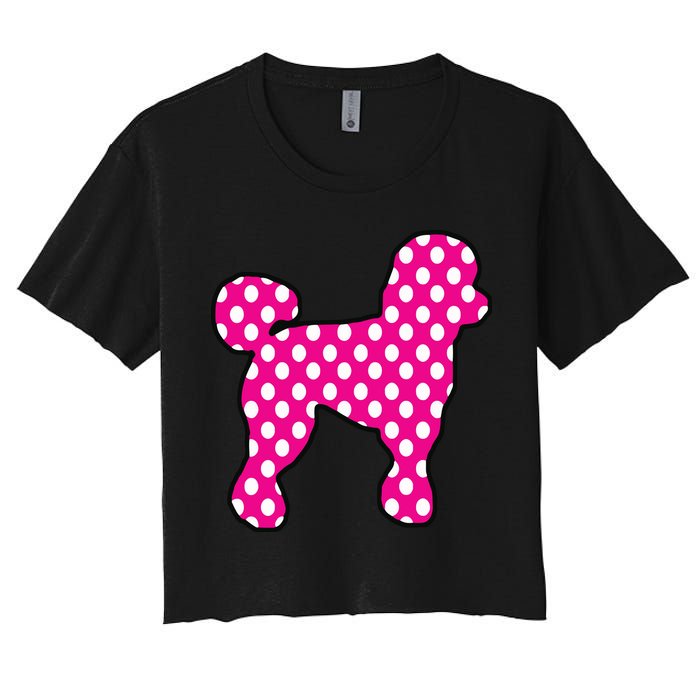 Pink And White Polka Dot Poodle For 50s Sock Hop Dance Women's Crop Top Tee