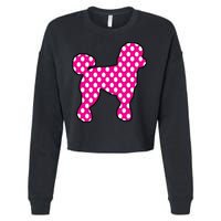 Pink And White Polka Dot Poodle For 50s Sock Hop Dance Cropped Pullover Crew