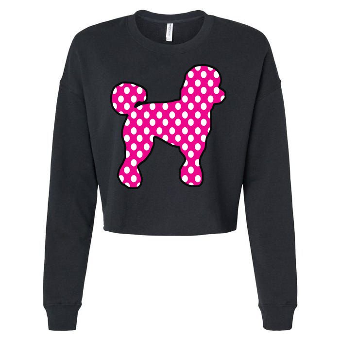 Pink And White Polka Dot Poodle For 50s Sock Hop Dance Cropped Pullover Crew