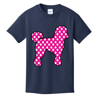 Pink And White Polka Dot Poodle For 50s Sock Hop Dance Kids T-Shirt