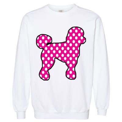 Pink And White Polka Dot Poodle For 50s Sock Hop Dance Garment-Dyed Sweatshirt