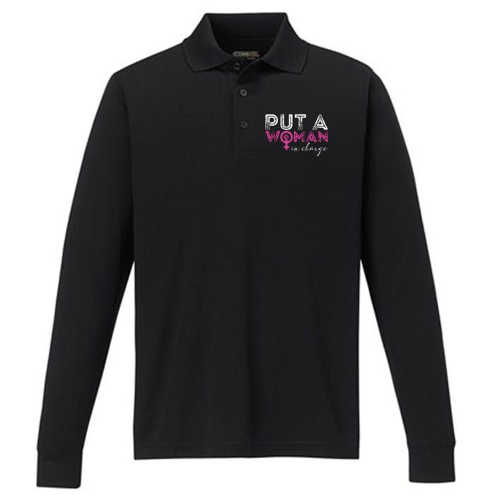 Put A Woman In Charge Performance Long Sleeve Polo