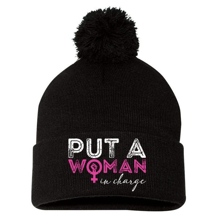 Put A Woman In Charge Pom Pom 12in Knit Beanie