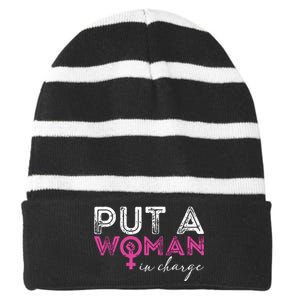 Put A Woman In Charge Striped Beanie with Solid Band