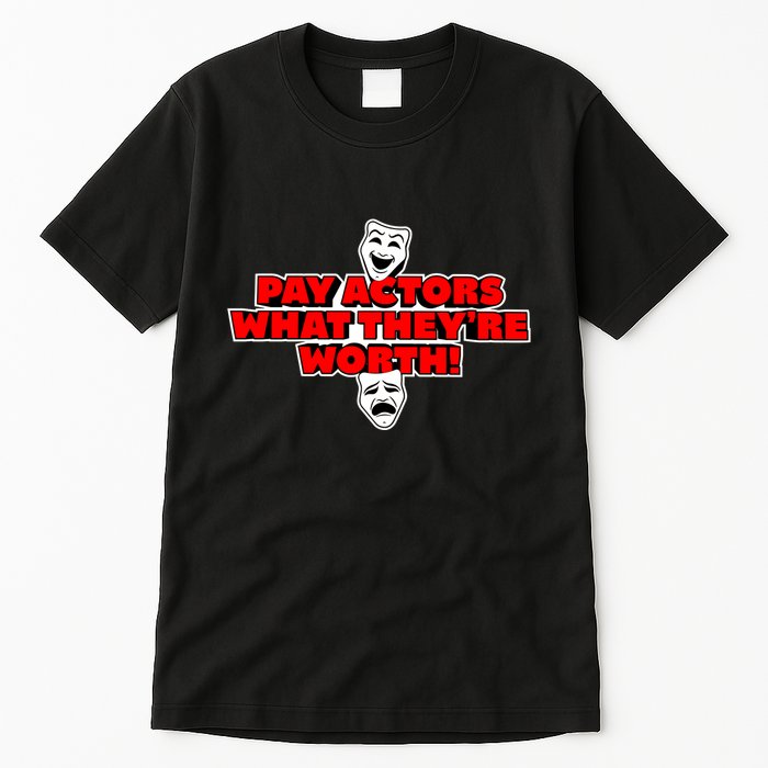 Pay Actors What Theyre Worth Sag Aftra On Strike WGA Protest Background Actor Tall T-Shirt