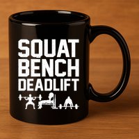 Powerlifting Art Weight Lifting Power Lifter Gift 11oz C Handle Ceramic Mug