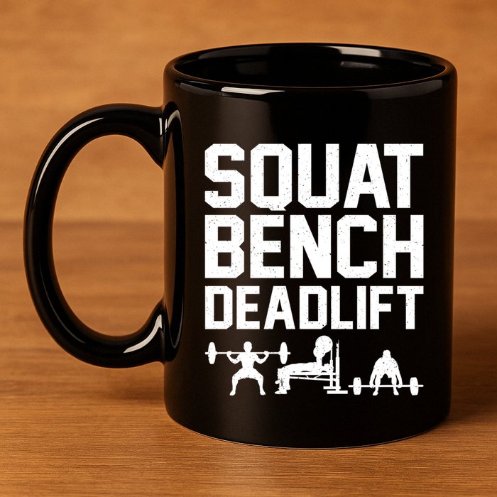 Powerlifting Art Weight Lifting Power Lifter Gift 11oz C Handle Ceramic Mug