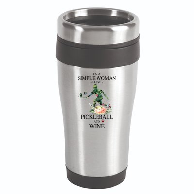 PICKLEBALL AND WINE I'M A SIMPLE WOMAN 16oz Travel Tumbler
