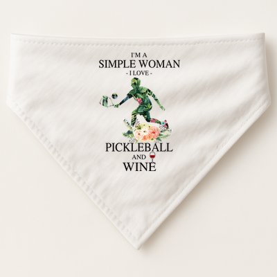 PICKLEBALL AND WINE I'M A SIMPLE WOMAN USA-Made Doggie Bandana