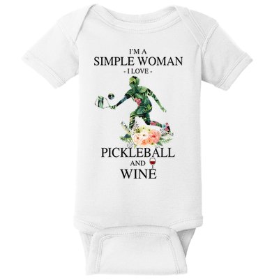 PICKLEBALL AND WINE I'M A SIMPLE WOMAN Baby Bodysuit
