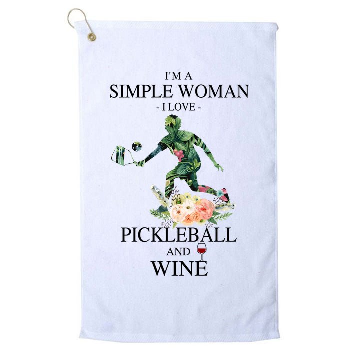 PICKLEBALL AND WINE I'M A SIMPLE WOMAN Golf Towel
