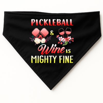 PICKLEBALL AND WINE IS MIGHTY FINE USA-Made Doggie Bandana