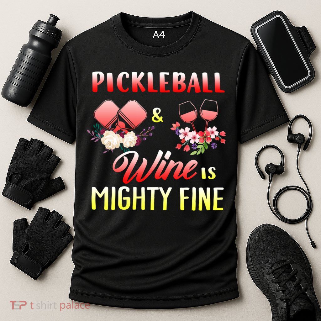 PICKLEBALL AND WINE IS MIGHTY FINE Performance Shirt