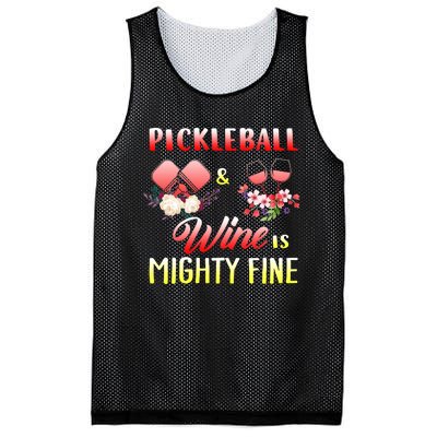 PICKLEBALL AND WINE IS MIGHTY FINE Mesh Reversible Basketball Jersey Tank