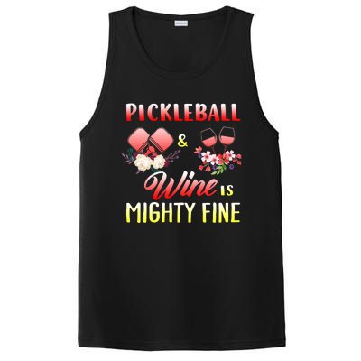 PICKLEBALL AND WINE IS MIGHTY FINE PosiCharge Competitor Tank