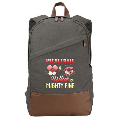 PICKLEBALL AND WINE IS MIGHTY FINE Cotton Canvas Backpack