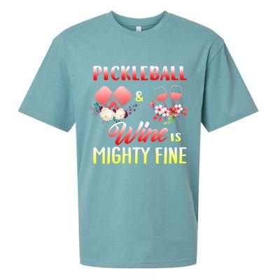 PICKLEBALL AND WINE IS MIGHTY FINE Sueded Cloud Jersey T-Shirt