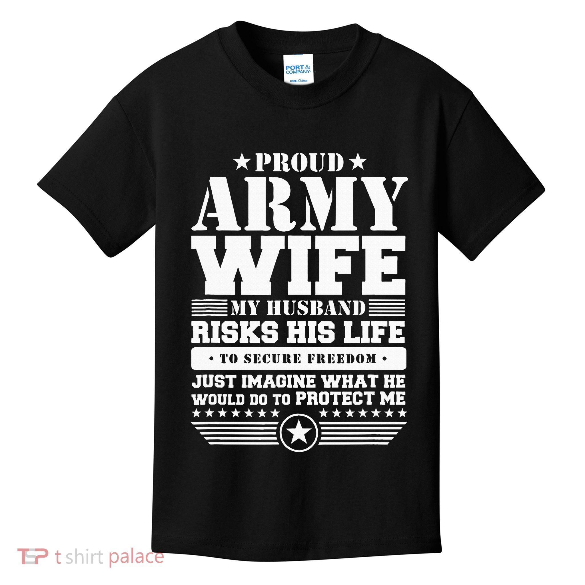 Proud Army Wife Military Wife Protects Me Kids T-Shirt