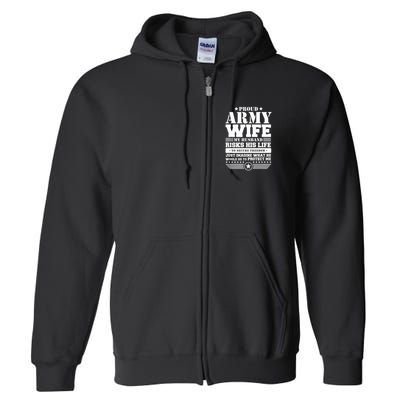 Proud Army Wife Military Wife Protects Me Full Zip Hoodie