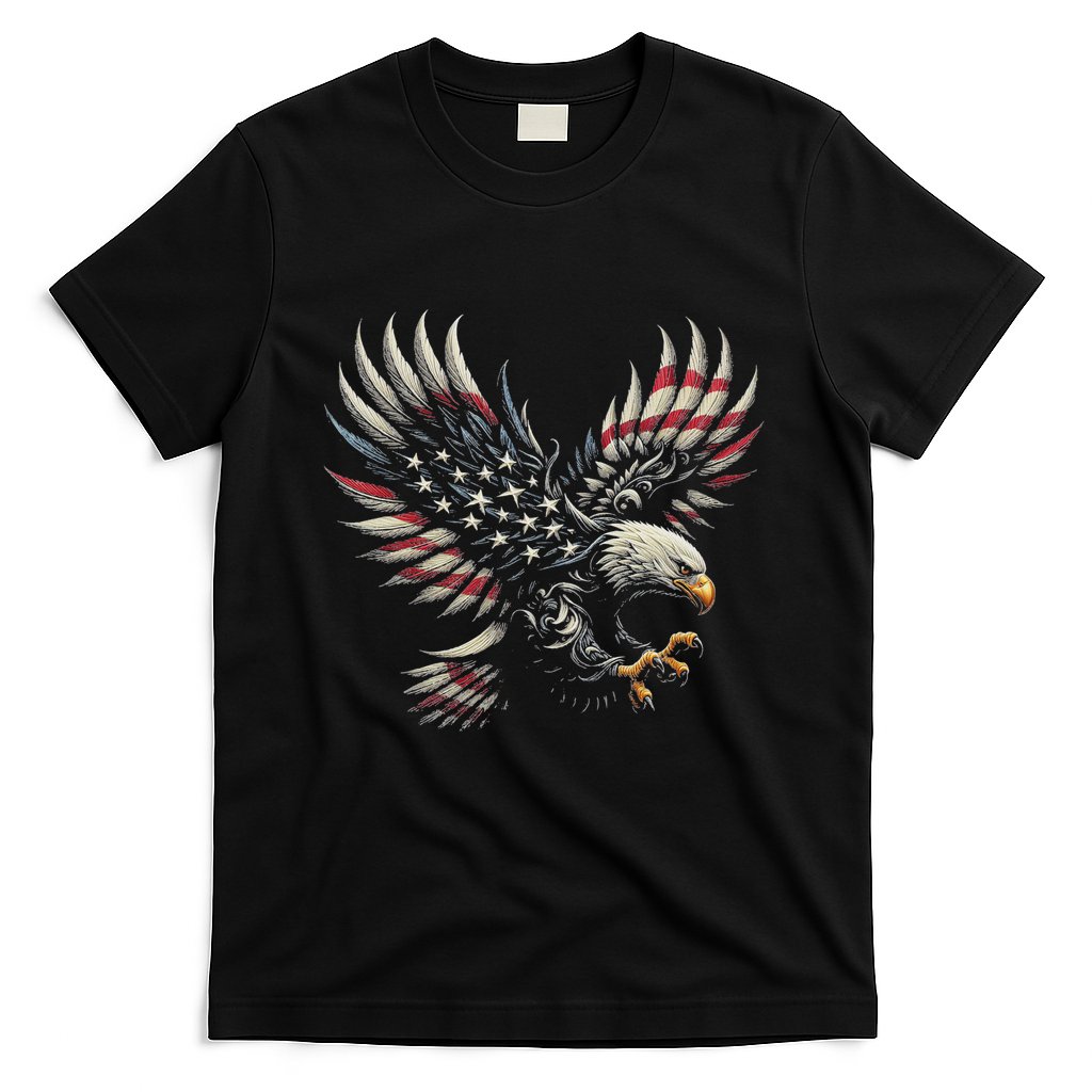 Patriotic American With Eagle And Usa Flag T-Shirt