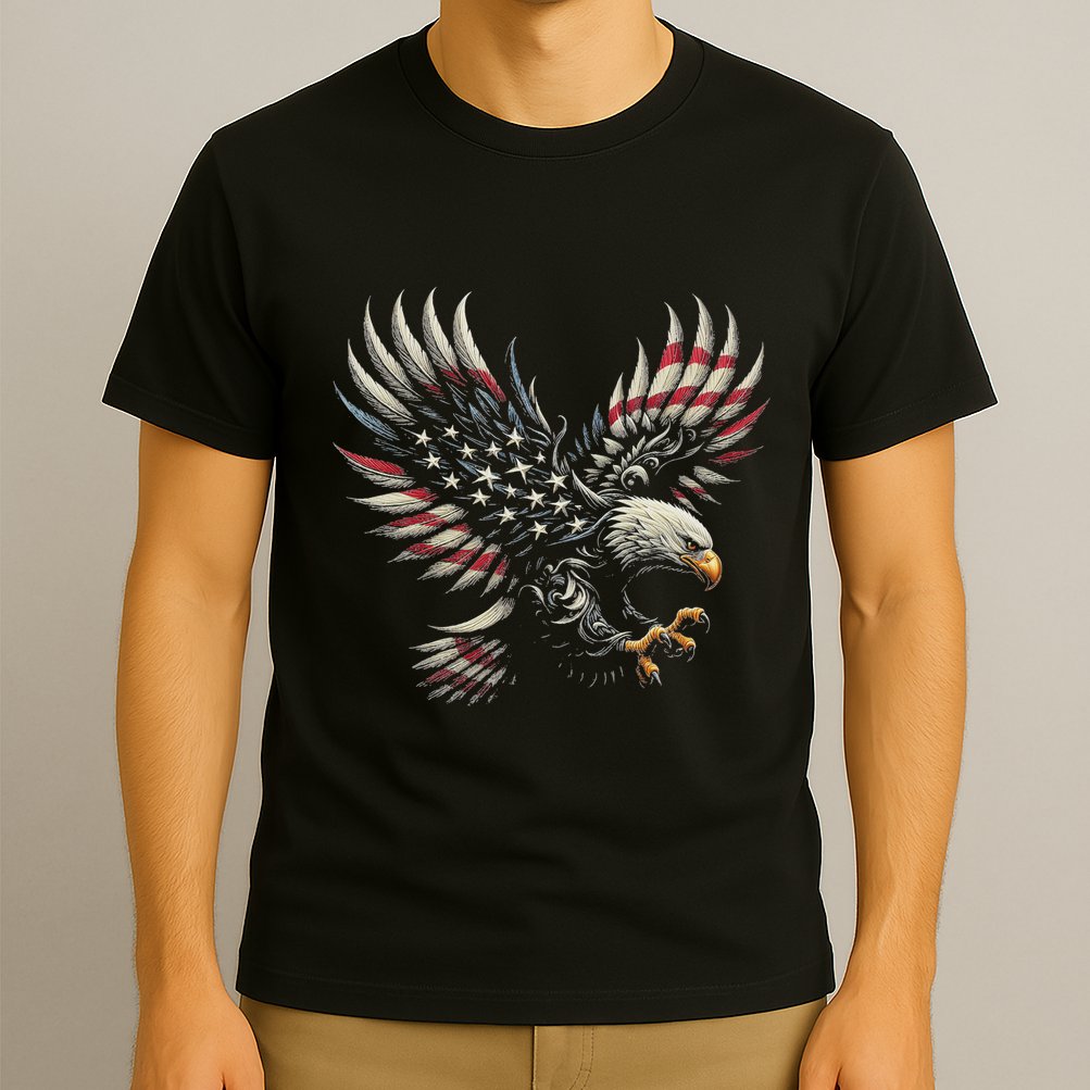 Patriotic American With Eagle And Usa Flag T-Shirt