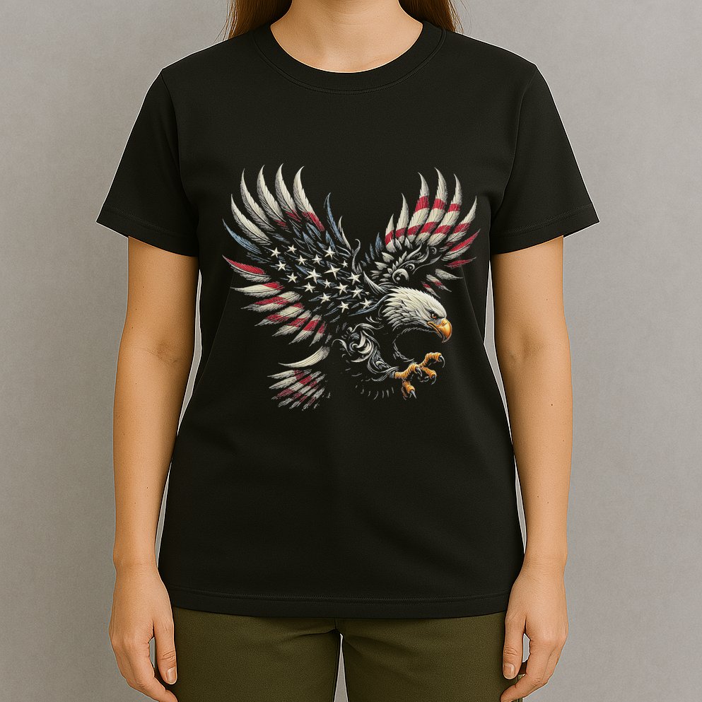 Patriotic American With Eagle And Usa Flag T-Shirt