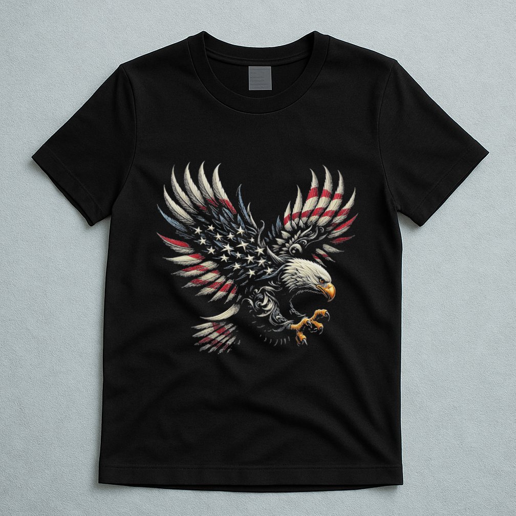Patriotic American With Eagle And Usa Flag T-Shirt