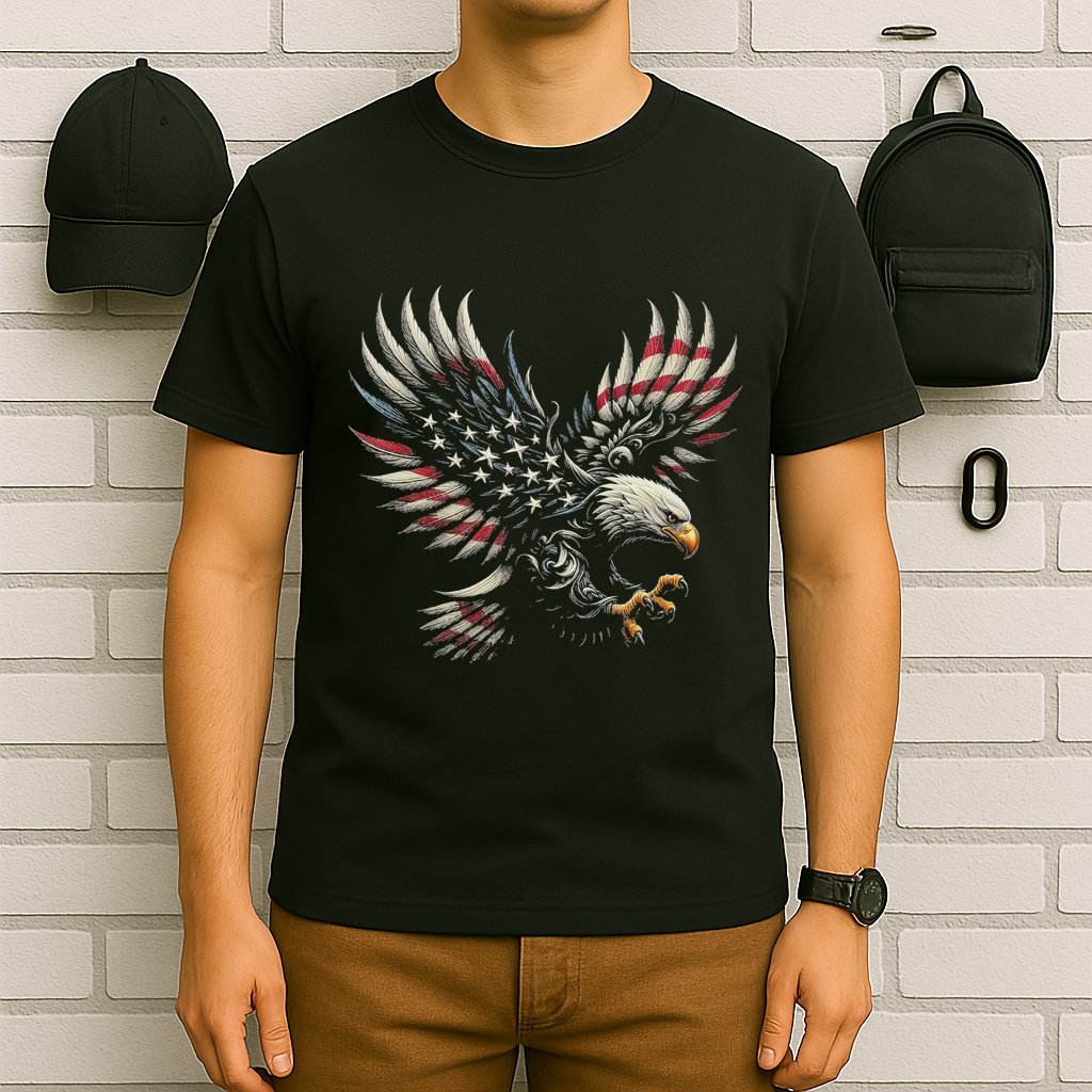 Patriotic American With Eagle And Usa Flag T-Shirt