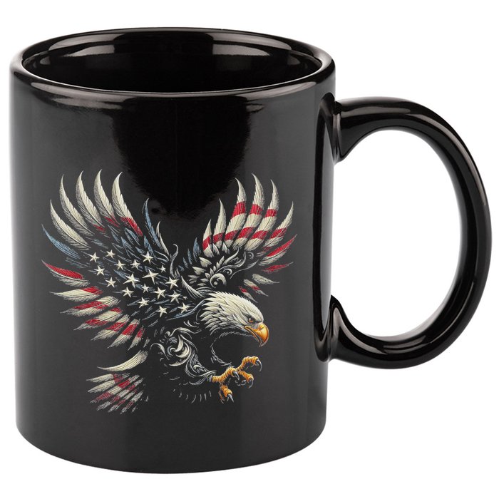 Patriotic American With Eagle And Usa Flag 11oz C Handle Ceramic Mug