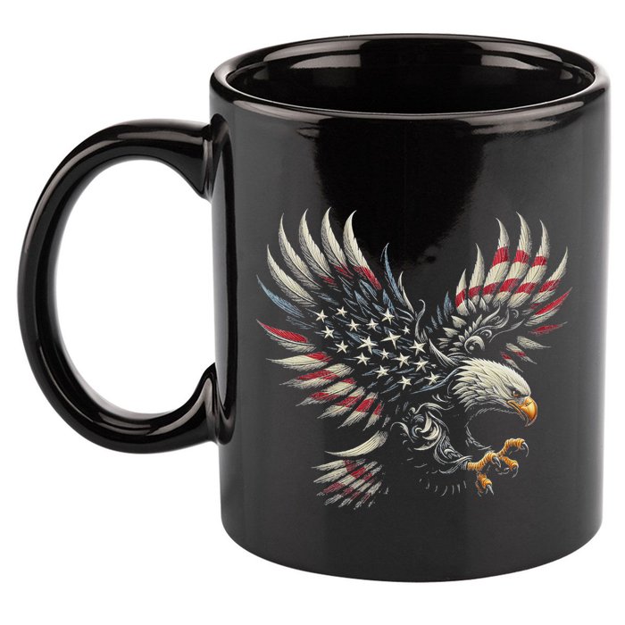 Patriotic American With Eagle And Usa Flag 11oz C Handle Ceramic Mug