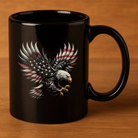 Patriotic American With Eagle And Usa Flag 11oz C Handle Ceramic Mug