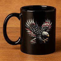 Patriotic American With Eagle And Usa Flag 11oz C Handle Ceramic Mug